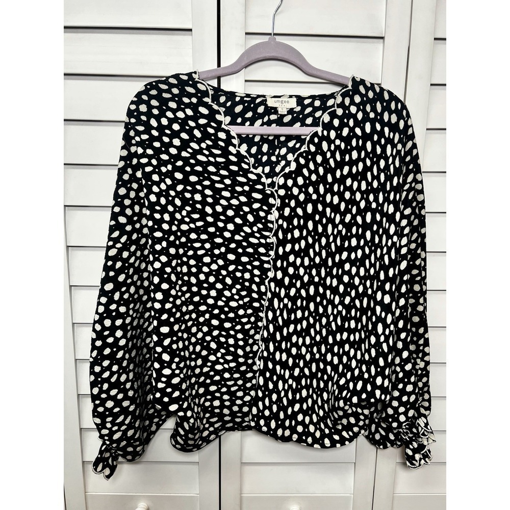 Umgee Polka Dot Dolman Sleeve Oversized Top Women's Size Small